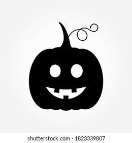 Halloween pumpkin Jack O Lantern black shape icon. Vector illustration.