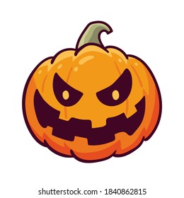 Halloween pumpkin. Jack o Lantern.  Vector illustration in a cartoon style. Isolated on white background. Elements for you Halloween.