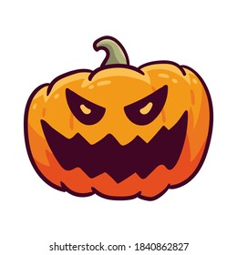 Calabaza de Halloween. Jack o Lantern.  Ilustración vectorial en un estilo de caricatura. Aislado sobre fondo blanco. Elementos para Halloween.