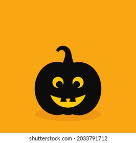 Halloween pumpkin Jack O Lantern on orange background. Vector illustration.