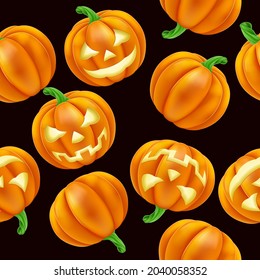 A Halloween pumpkin Jack O Lantern pattern seamless tiling background design illustration