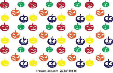 A Halloween pumpkin Jack O Lantern pattern seamless tiling background design illustration