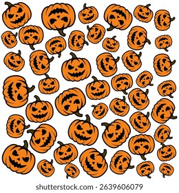 Halloween pumpkin Jack O Lantern pattern seamless background design illustration