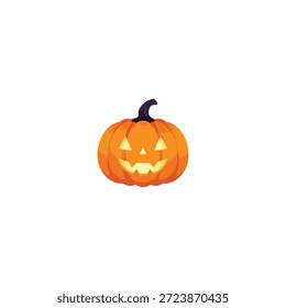 Abóbora de Halloween. Jack o lanterna ilustração com rosto esculpido. Decoração de queda laranja.