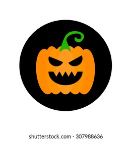 Halloween Pumpkin Jack O' Lantern Vector Illustration, flat