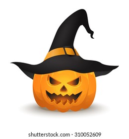 Halloween pumpkin. Jack o lantern vector. Halloween pumpkin in a witch hat. EPS10 vector illustration.