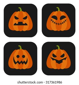 Halloween Pumpkin Jack O' Lantern Vector Illustration, flat