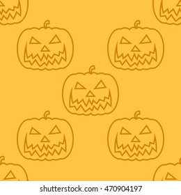Halloween Pumpkin Jack O' Lantern seamless pattern. Vector illustration. EPS 10