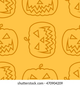 Halloween Pumpkin Jack O' Lantern seamless pattern. Vector illustration. EPS 10