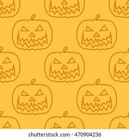 Halloween Pumpkin Jack O' Lantern seamless pattern. Vector illustration. EPS 10