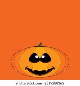 A halloween pumpkin Jack Olantern  background with the traditionally carved halloween grin with orange copyspace