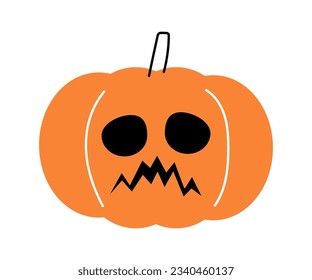 Halloween pumpkin . Jack o'lantern . Flat design . Isolated white background . Vector .