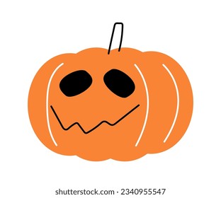 Halloween pumpkin . Jack o'lantern . Flat design . Isolated white background . Vector .