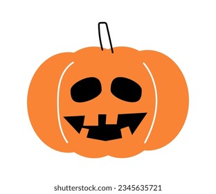 Halloween pumpkin . Jack o'lantern . Flat design . Isolated white background . Vector .