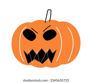Halloween pumpkin . Jack o'lantern . Flat design . Isolated white background . Vector .