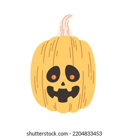 Halloween pumpkin, Jack o'lantern. Happy Halloween, trick or treat. Hand drawn vector illustration