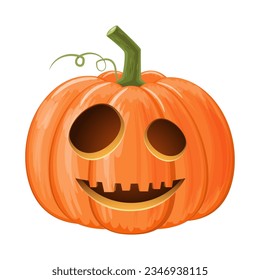 Calabaza de Halloween. Jack o'lantern . Fondo blanco aislado. Vector.