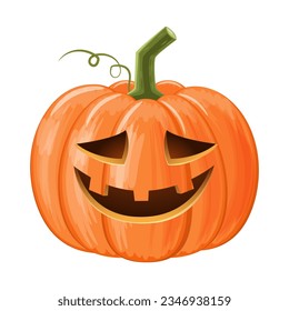 Calabaza de Halloween. Jack o'lantern . Fondo blanco aislado. Vector.