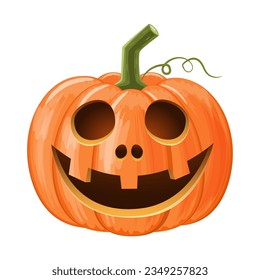 Halloween pumpkin . Jack o'lantern . Isolated white background . Vector .