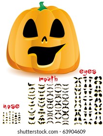 Halloween pumpkin as Jack O`Lantern, part 18, vector illustration