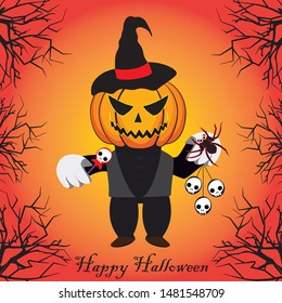 Halloween pumpkin, Jack O'Lanterns cartoon on happy halloween background
