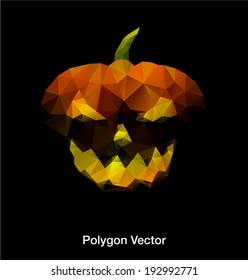 halloween pumpkin jack-o-lantern with angry face abstract polygon vector