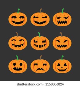 Halloween Pumpkin Jack-o-Lantern Characters With Lights Off