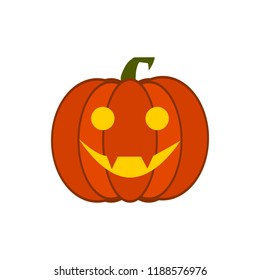 Halloween pumpkin. Jack-o-lantern color vector icon. Flat image isolated at white.
