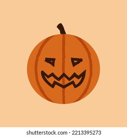 Halloween Calabaza Jack-O-Lantern Emoticon, Cara Naranja Cuta Emote Con Sonrisa tallada, Vacaciones De Octubre Jack O Lantern Vector Aislado.