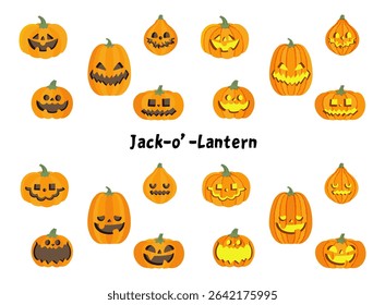 Halloween Pumpkin Jack-o'-Lantern Illustration Set
