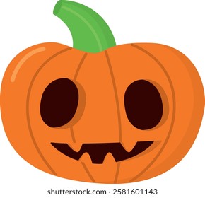 Halloween pumpkin jack-o'-lantern isolated on white. Cute illustration with spooky object