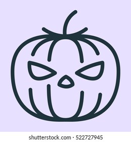 Halloween Pumpkin Jack-o'-lantern Minimalistic Flat Line Outline Stroke Icon Pictogram Symbol