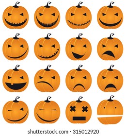 Halloween pumpkin, jack-o-lantern set