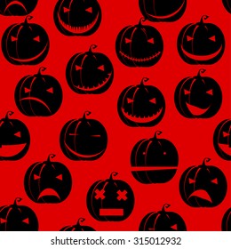 Halloween, pumpkin jack-o-lantern smile silhouette seamless pattern, background