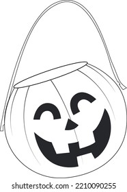Halloween pumpkin jar with happy expression. Halloween pumpkin head jar type coloring page. Halloween carving ideas. pumpkin. happy Halloween. coloring page for kids and adult