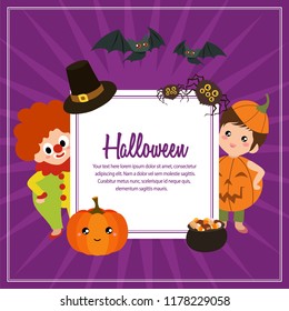 halloween pumpkin kids costume square text