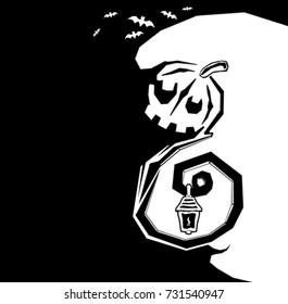halloween pumpkin and lamp