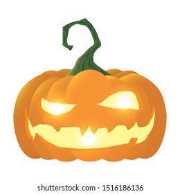 halloween pumpkin lamp with face character vector illustration design