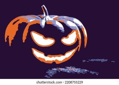 Halloween pumpkin lantern with black background vector, premium Halloween background, epic orange illustrated wallpaper