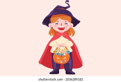Halloween pumpkin lantern candy illustration holiday magic party event poster