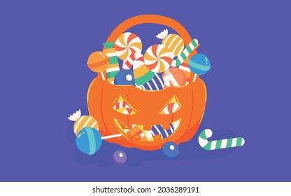 Halloween pumpkin lantern candy illustration holiday magic party event poster