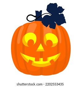 Halloween pumpkin lantern with eyes and smile. Vector illustrated element.