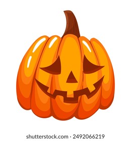 Halloween pumpkin lantern in flat vector style for poster, banner, greeting card. Vector illustration on the theme of a party in the style of Halloween. Pumpkin with a face.