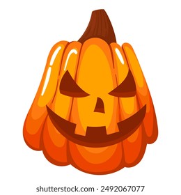 Halloween pumpkin lantern in flat vector style for poster, banner, greeting card. Vector illustration on the theme of a party in the style of Halloween. Pumpkin with a face.
