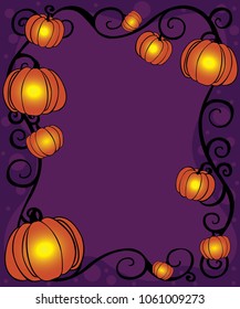 Halloween pumpkin lantern frame vector.