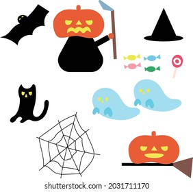 Halloween pumpkin lantern and ghost illustration