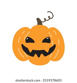 Halloween pumpkin lantern isolated on white background. Vector illustration