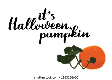 it's halloween, pumpkin lettering background white and pumpkin design EPS10