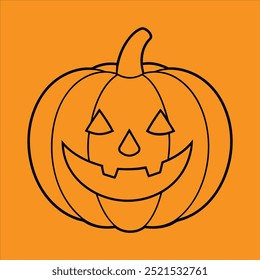 Halloween pumpkin line art vector illustration