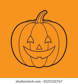 Halloween pumpkin line art vector illustration